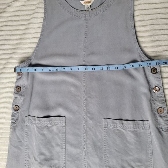 Talbots Lagenlook Modest Jumper Dress Gray M 100% Tencel Lyocell USA Pockets VTG - Picture 6 of 11